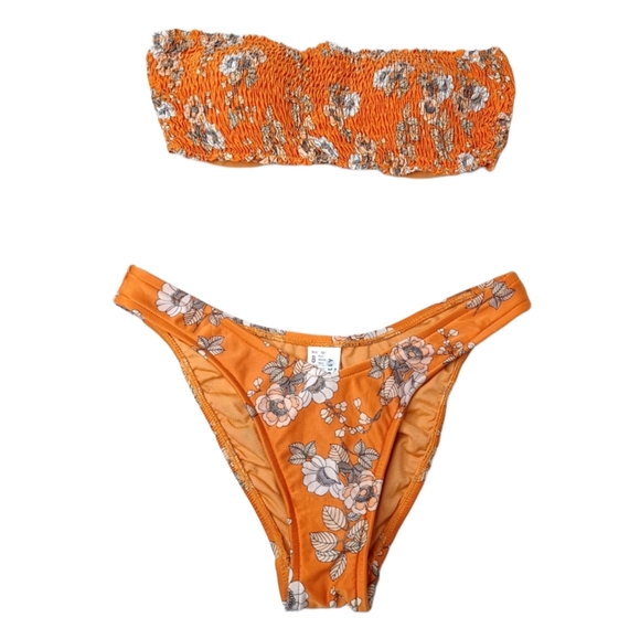 Seafolly Splendor Floral Shirred Bandeau Sz 8/10 Bikini - Picture 1 of 12